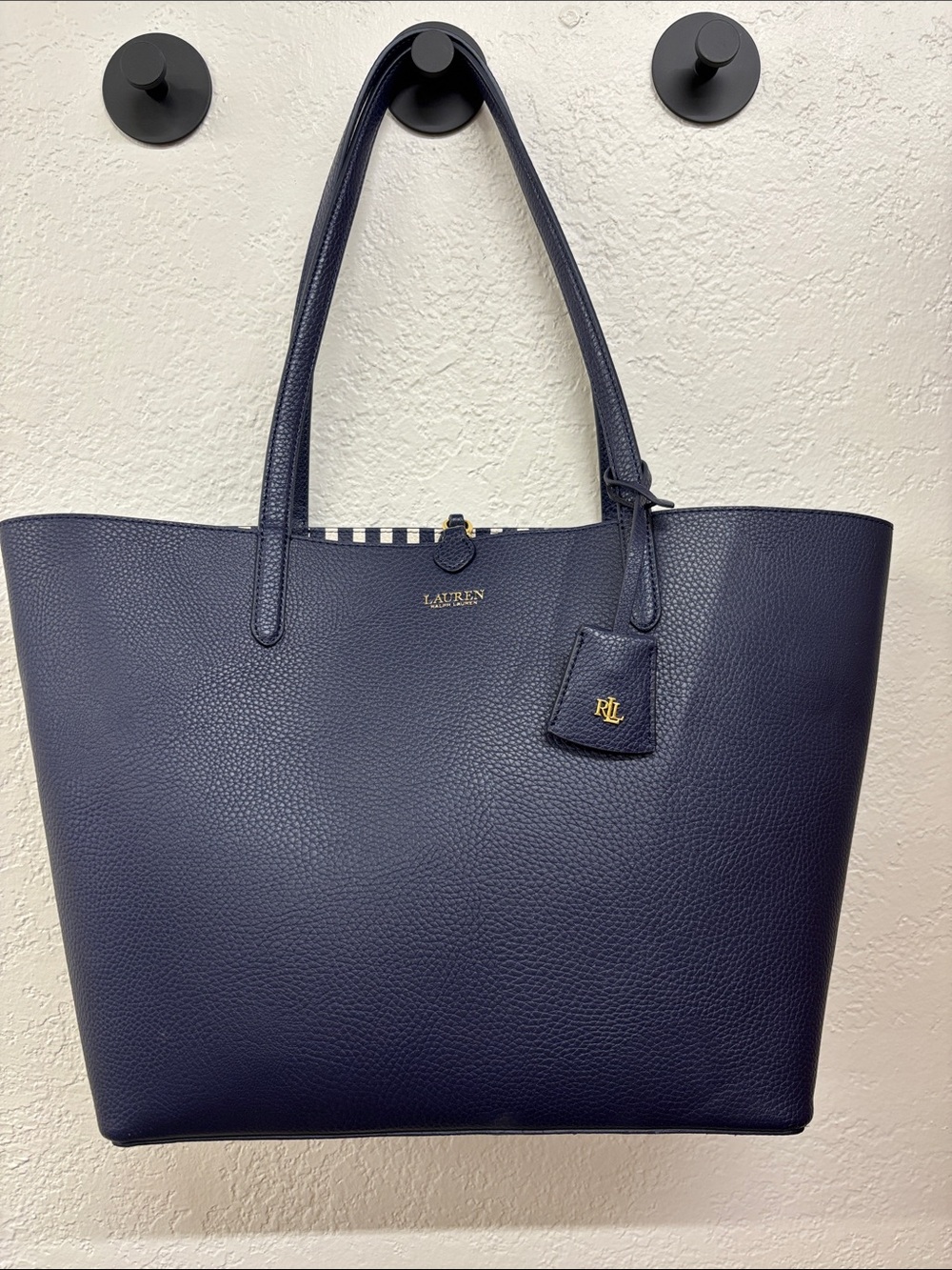 Lauren Ralph Lauren Navy faux leather reversible Tote bag